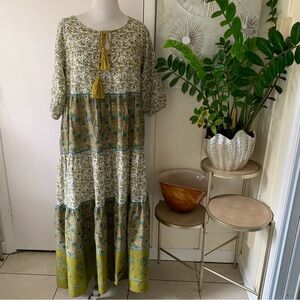 Natural Life cotton floral  multicolor printed maxi oversized Boho dress size S